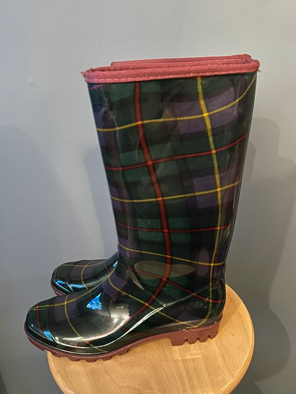 Rain Boots Size 10 Women Napa flex made in Italy Plaid 5
