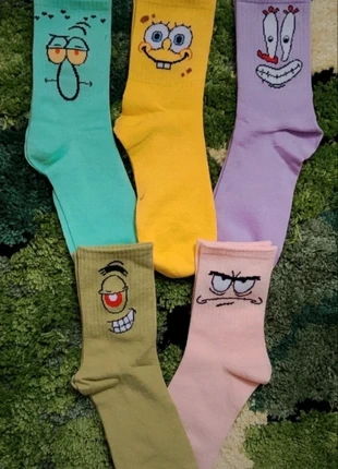 🎨 Lot 5 chaussettes arty neuves – visages abstraits colorés., condition: New without tags, size: M | 39–42, €7.90, €9.00 includes Buyer Protection