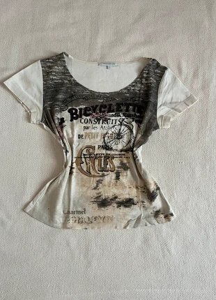 Top en coton imprimé vintage avec strass - vintage y2k 2000’s, brand: Top Vintage, condition: Very good, size: S / 36 / 8, €14.00, €15.40 includes Buyer Protection Pro