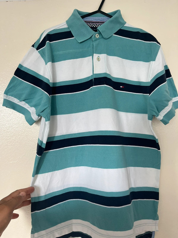 Polo Tommy Hilfiger Vintage Taille S Turquoise Blanc 1