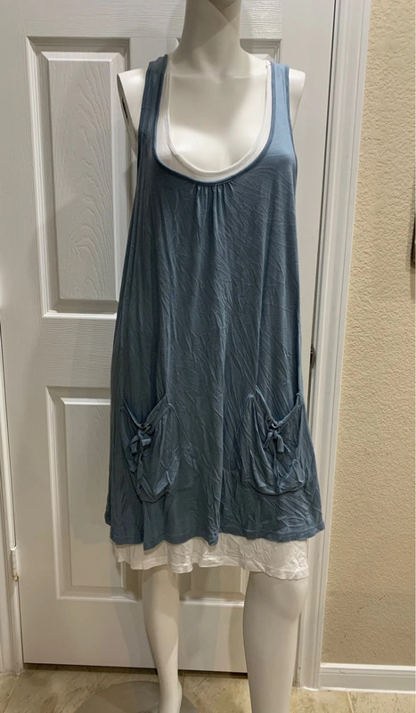 Lascana Layered Look Dress Smokey Blue Size 12 1