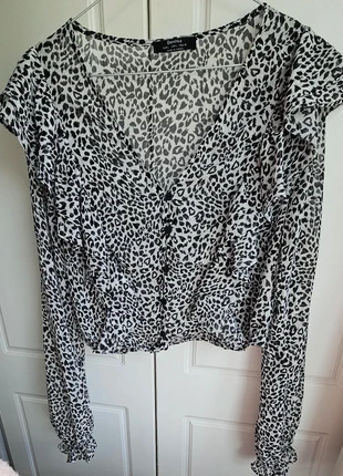 Black Animal Print Blouse Shirt, brand: Bershka, condition: New without tags, size: L / 40 / 12, €4.00, €4.90 includes Buyer Protection