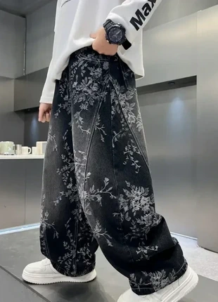 Baggy floral noir et gris style y2k baggy streatwear loose - Taille S #B008, marke: y2k, zustand: Sehr gut, größe: S, 39,99 €, 42,69 € inklusive Vinted-Käuferschutz