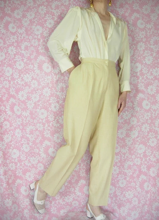 pantalon vintage taille haute à pinces fines rayures moutarde et blanches, brand: Vintage Dressing, condition: Very good, size: XXL / 44 / 16, €34.00, €36.40 includes Buyer Protection Pro
