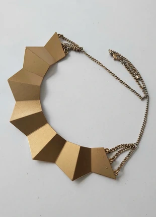 Reversible golden coloured statement bib design necklace., condition: Good, £4.99, £5.94 includes Buyer Protection Pro