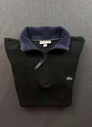 Sweat half zip col camionneur Lacoste noir à col contrastant bleu marine et logo brodé, marca: Lacoste, estado: Muito bom, tamanho: M, €45.00, €47.95 inclui Proteção do Comprador
