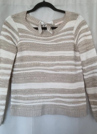 🤍 Pull tricoté rayé beige & blanc – Camaïeu – Taille S/M 🤍, marke: Camaïeu, zustand: Sehr gut, größe: S / 36 / 8, 4,00 €, 4,90 € inklusive Vinted-Käuferschutz