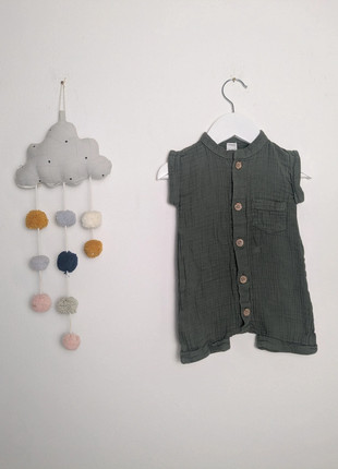 Baby Sommer Romper | Musselinstoff & Knöpfe | Defacto Baby | 74/80 | Khaki, brand: Defacto, condizioni: Ottime, taglia: 9-12 mesi / 74 cm, €3.00, €3.85 include la Protezione acquisti