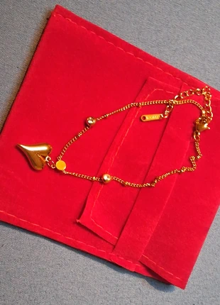 Chaîne de cheville en acier inoxydable doré avec pendentif cœur 💛, condition: New with tags, €8.00, €9.10 includes Buyer Protection Pro