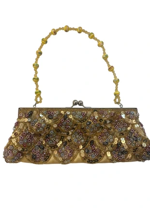 Vintage Y2K Pailetten Sequin Handtasche Gold Beaded Evening Bag 2000s Glam Party Clutch, marque: Vintage Dressing, état: Très bon état, 16,00 €, 17,50 € Protection acheteurs incluse