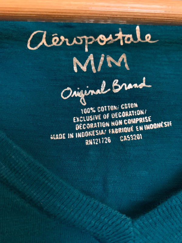 Aeropostale Glitter Sequin Aero V Neck Cotton T Shirt, Deep Aqua Blue, Size M 3