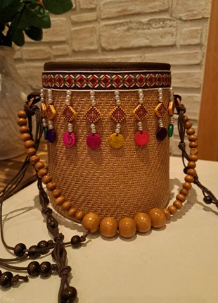 Basttasche, extravagant, besonders, Strohtasche, Hippie, bunt, Perlen, Azteken, merk: Sonstiges, staat: Nieuw zonder prijskaartje, € 5,00, € 5,95 inclusief Kopersbescherming