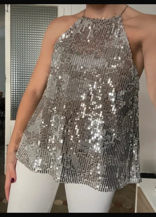 Top de lentejuelas fluido Zara - Talla M, marque: Zara Trafaluc, état: Neuf avec étiquette, taille: M / 38 / 10, 12,00 €, 13,30 € Protection acheteurs incluse