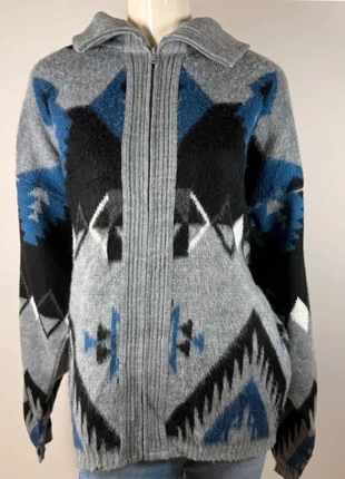 Grey & blue geometric zip-up hoodie – size XXL, marque: Vintage Dressing, état: Très bon état, taille: XXL / 44 / 16, 18,90 €, 20,55 € Protection acheteurs incluse