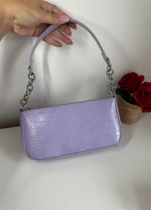New Look Lilac Croc Baguette Bag | Y2K Shoulder Bag with Chain | Pastel 90s Style Handbag, brand: y2k, condition: Very good, £8.00, £9.10 includes Buyer Protection