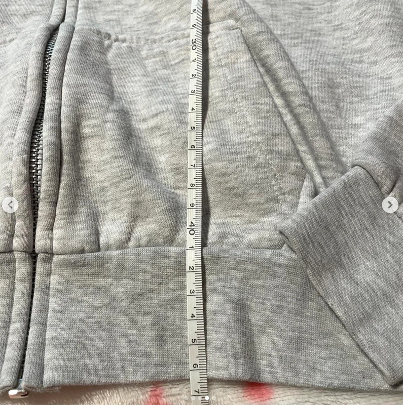 H&M grey cropped hooded zip up sweater 4