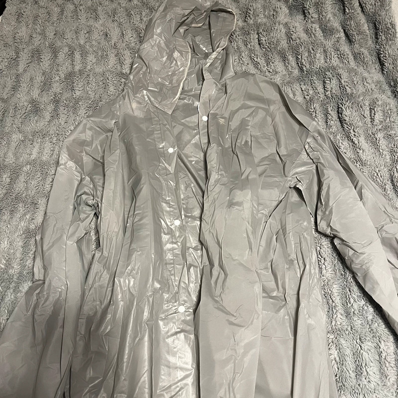 Gray Long Rain Jacket Poncho 2