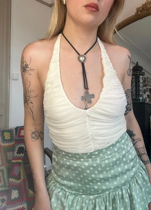 Body blanc à froufrous et dos nu H&M, brand: H&M, condition: New without tags, size: S / 36 / 8, €12.00, €13.30 includes Buyer Protection