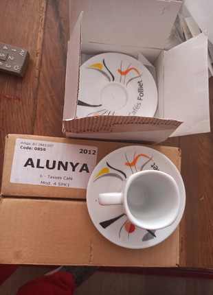 6 tasses et 6 sous tasses à café Alunya - Service à Café par Folliet