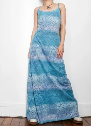 Blue maxi slip dress | Robe longue à bretelles, marque: Vintage, état: Très bon état, taille: S / 36 / 8, 12,00 €, 13,30 € Protection acheteurs (Pro) incluse