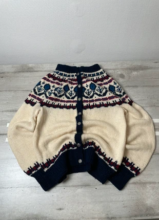 Cardigan femme vintage y2k taille M couleur crème bleu à motifs 70% laine, brand: Vintage Dressing, condition: Very good, size: M / 38 / 10, €24.99, €26.94 includes Buyer Protection Pro