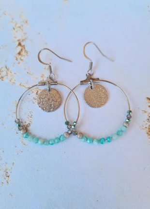Boucles d'oreilles amazonite, marque: Fabrication Artisanale, état: Très bon état, 12,00 €, 13,30 € Protection acheteurs (Pro) incluse