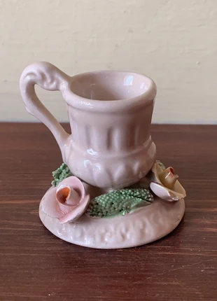 Portacandela in ceramica Bassano – Vintage decorato a mano con fiori, marca: Shabby Chic, estado: Muito bom, €11.50, €12.78 inclui Proteção do Comprador