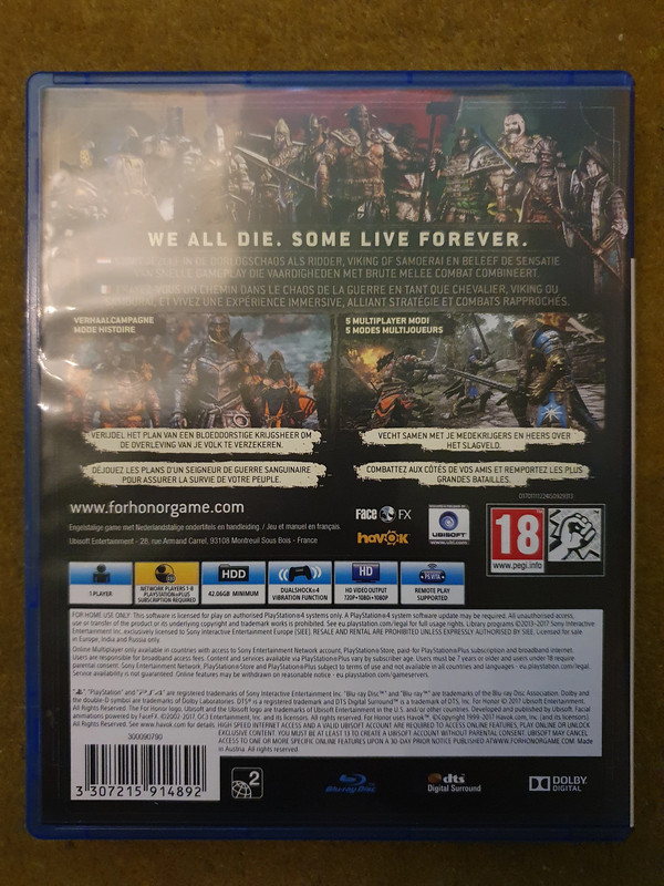 For Honor PS4 PS5 Playstation 2