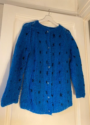 Cardigan handmade / fait main bleu à pois vintage, marke: Vintage, zustand: Sehr gut, größe: L / 40 / 12, 10,00 €, 11,20 € inklusive Vinted-Käuferschutz