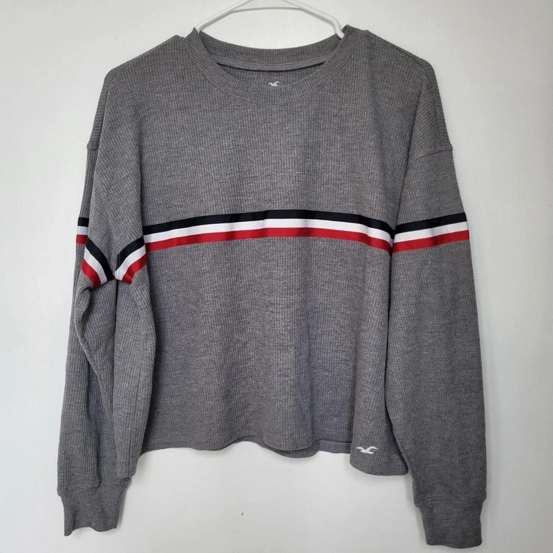 grey striped waffle knit boyfriend tee 2