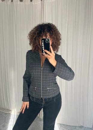 Veste à carreaux grise coupe droite cintrée office core vintage Y2K, brand: Chantal Thomass, condition: Very good, size: L / 40 / 12, €75.00, €79.45 includes Buyer Protection Pro