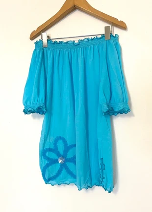 Y2K 90s off shoulder mesh top with flower detail, brand: Vintage Boutique, condition: Very good, size: L / UK 16-18, £2.00, £2.80 includes Buyer Protection