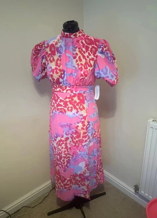 DLSB “Got The Flower” Fuchsia Lilac Leopard Midi Dress – UK 12, brand: DLSB, condition: New with tags, size: L / UK 16-18, £11.00, £12.25 includes Buyer Protection Pro