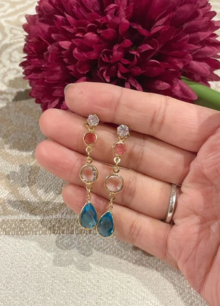 Boucles d’oreilles en plaqué or avec pierres en cristal., brand: Cristal, condition: Very good, €27.00, €29.05 includes Buyer Protection