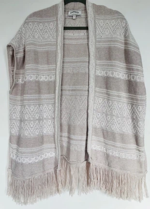FatFace Boho Knit Cardigan with Fringe – Beige Cream Pattern Size M, brand: FatFace, condition: Very good, size: M / UK 12-14, £8.00, £9.10 includes Buyer Protection
