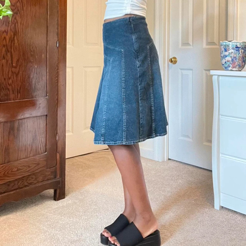 Vintage y2k denim midi skirt 5