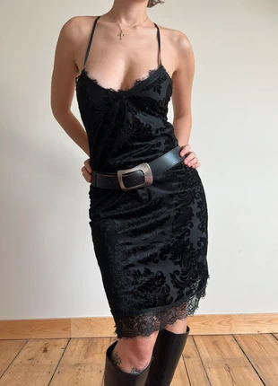 Vintage Black Velvet goth avant Garde slipdress, marque: Vintage Dressing, état: Très bon état, taille: M / 38 / 10, 39,00 €, 41,65 € Protection acheteurs incluse