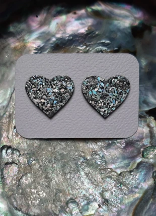 Boucles d'oreilles en forme de cœur irisé, marque: Fait Main, état: Neuf avec étiquette, 4,00 €, 4,90 € Protection acheteurs incluse