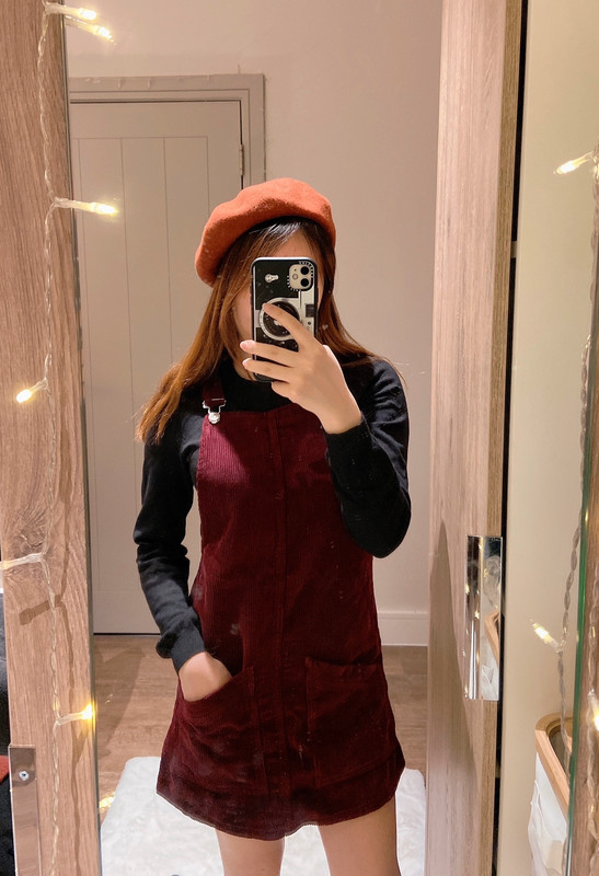 Burgundy discount pinafore dress