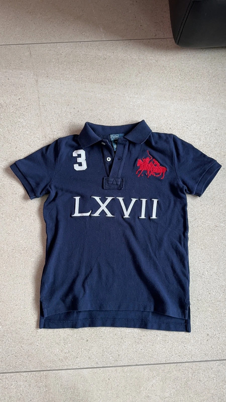 Polo Ralph Lauren 7 ans Gar on bleu marine broderies rouge et