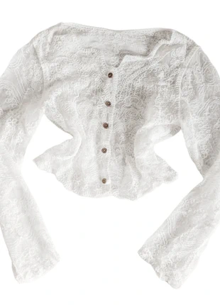 Lace top with brown buttons (s), merk: Alternative, staat: Heel goed, maat: S / 36 / 8, € 9,99, € 11,19 inclusief Kopersbescherming Pro