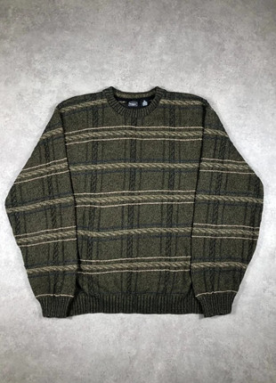 Sweat col rond en maille vintage Haggar à rayures horizontales coogi style vert foncé taille XL, brand: Haggar, condition: Very good, size: XL, 22.00 €, 23.80 € includes Buyer Protection