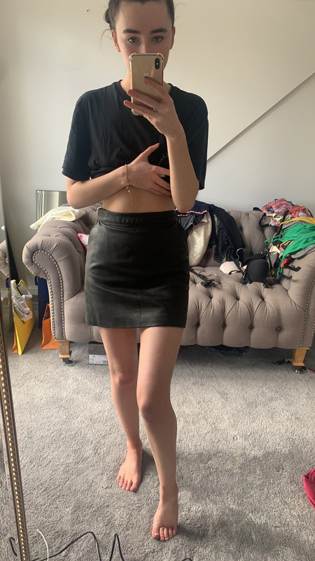 Black leather mini skirt clearance