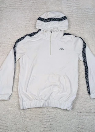 Sweat à capuche Kappa blanc bandes 1/4 zip taille L, brand: Kappa, condition: Very good, size: L, €16.20, €17.71 includes Buyer Protection