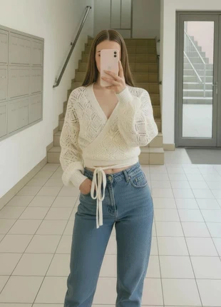 Cardigan cache-cœur blanc ajouré à manches bouffantes – Taille S, marca: Impero, estado: Muy bueno, tamaño: S / 36 / 8, 32,90 €, 35,25 € Protección al comprador incluida