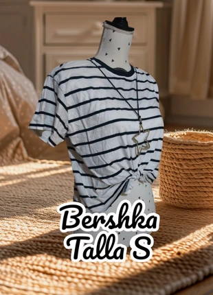 Camiseta rayas anudada Bershka T. S/36, marca: Bershka, estado: Muy bueno, tamaño: S / 36 / 8, 5,75 €, 6,74 € Protección al comprador incluida