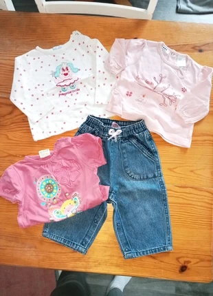 Jean et 3 jolis tee shirts manches longues taille 6 mois Babibou, brand: Babibou, condition: Very good, size: 6-9 months / 68 cm, €3.50, €4.38 includes Buyer Protection