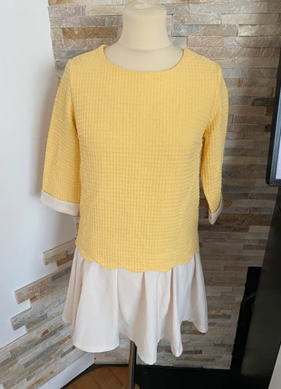 Robe jaune et blanc à basques manches 3/4 Hstyle M/38 femme tbe, brand: H.STYLE, condition: Very good, size: M / 38 / 10, €4.00, €4.90 includes Buyer Protection