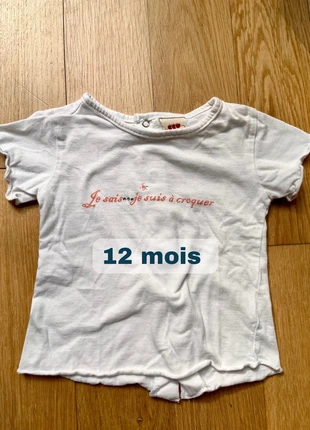 T-shirt manches courtes blanc, marke: 3 Pommes, zustand: Sehr gut, größe: 9-12 Monate / 74, 1,00 €, 1,75 € inklusive Vinted-Käuferschutz