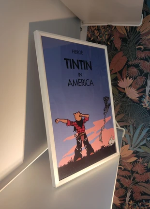 Tintin en Amérique fac simile (feu) cadre avec poster cadeau, 30x21 cms, estado: Muy bueno, 8,00 €, 9,10 € Protección al comprador incluida